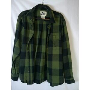 Old Mill Mens Flannel Long Sleeve Button Up Shirt Green Black Buffalo Plaid XL